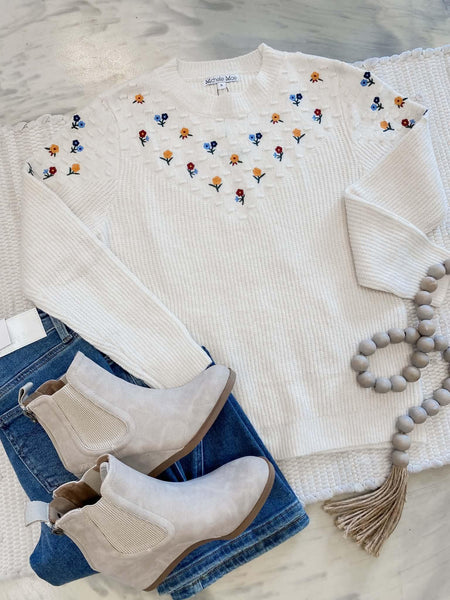 Micro Flower Sweater Ivory