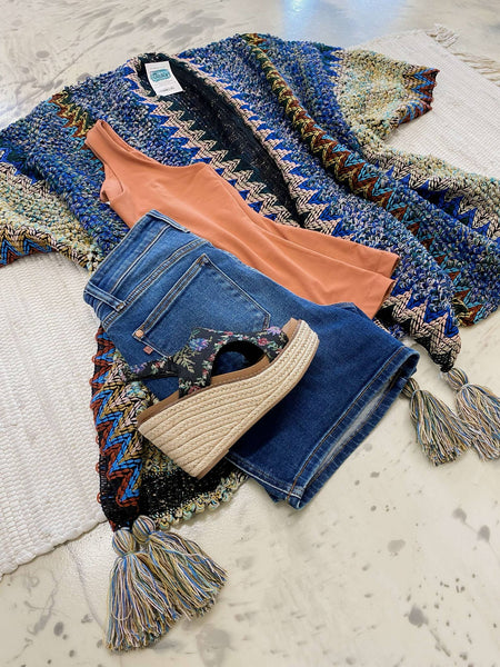 Ruana Crochet Kimono Cobalt