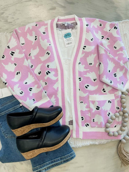 Ghost Pocket Cardigan in Lilac