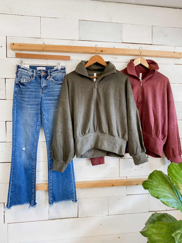 RIB BRUSHED QUARTER ZIP