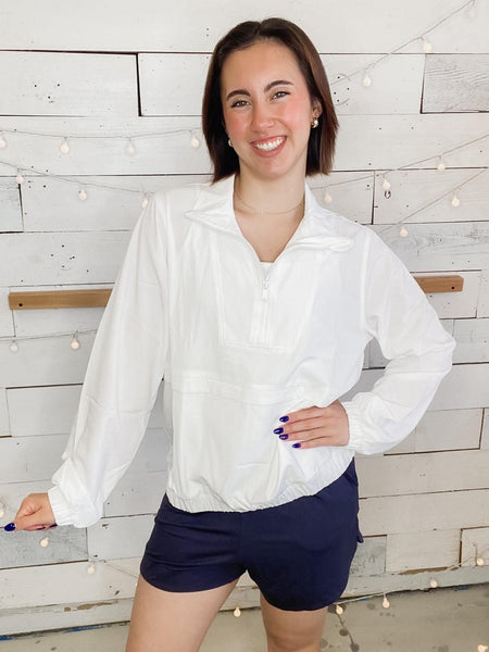 Rae Mode Crinkle Woven Action Jacket Ivory