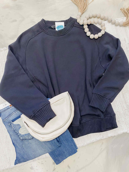 French Terry Crewneck in Black