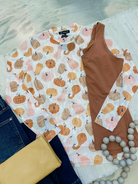 Pumpkin & Gourds Mesh Top