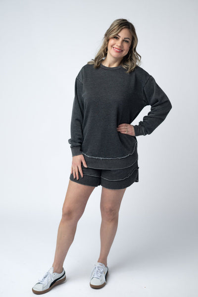 Vintage Wash Pullover Black