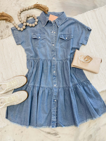 Tiered Denim Babydoll in Denim