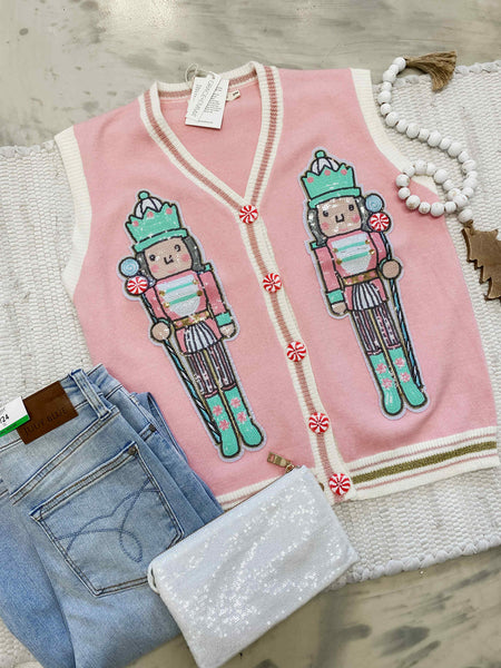 Sequin Nutcracker Sweater Vest