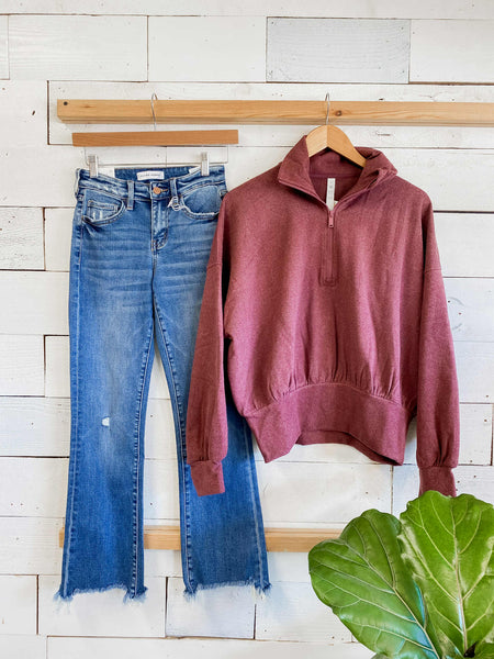 RIB BRUSHED QUARTER ZIP