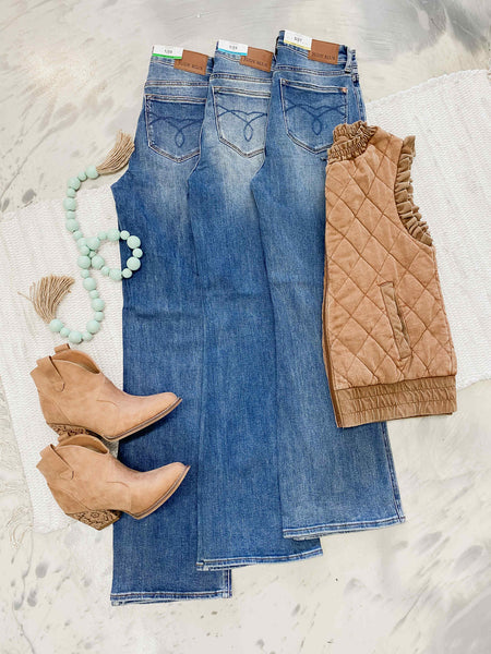 Judy Blue HW Tummy Control Embroidered Bootcut Short Inseam