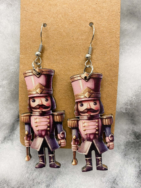 Pink Christmas Earrings