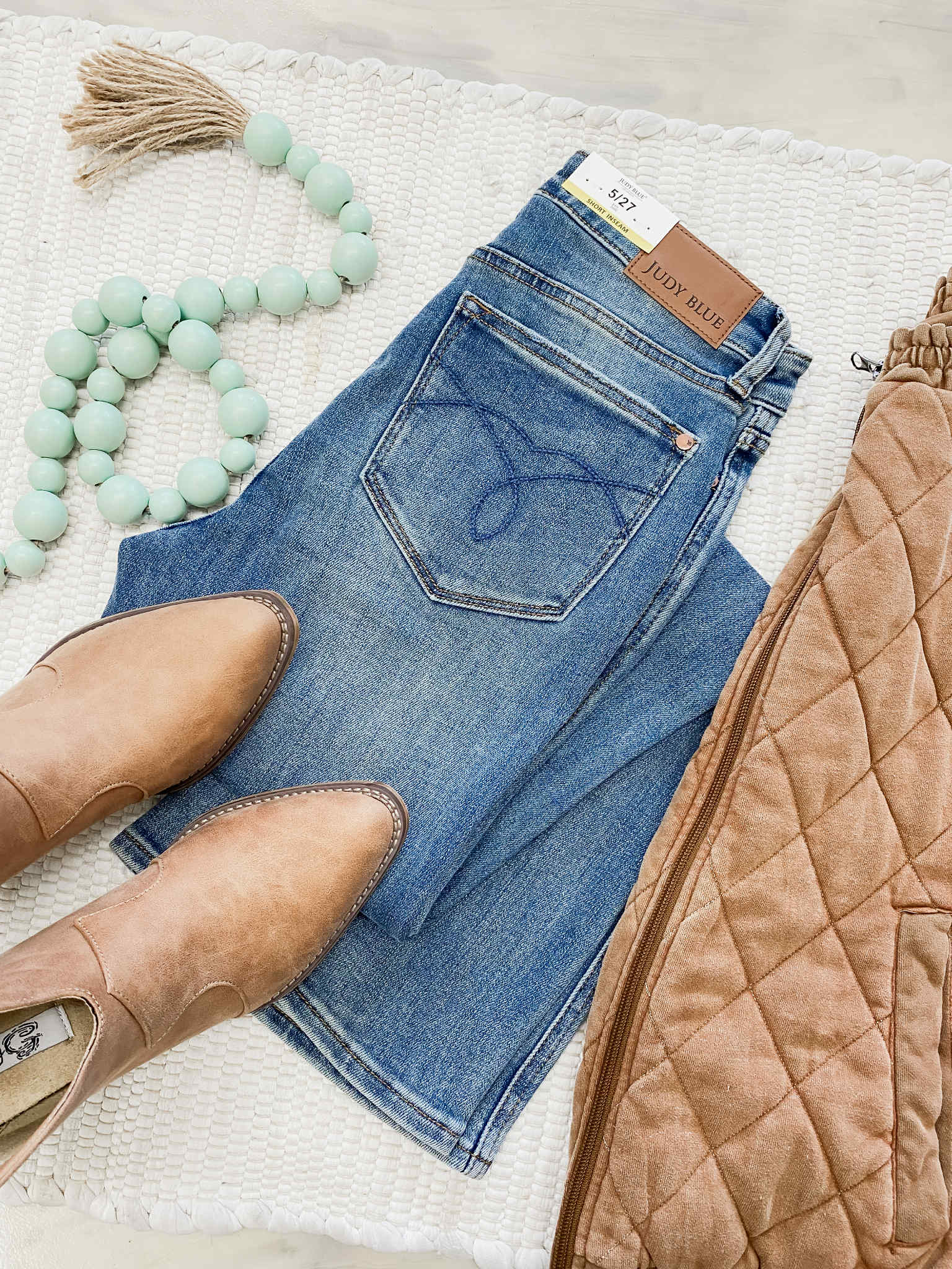 Judy Blue HW Tummy Control Embroidered Bootcut Short Inseam