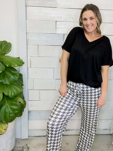 Black Houndstooth Pajama Set