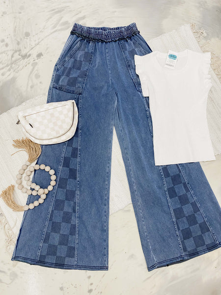 Groove On Checker Flare Pants