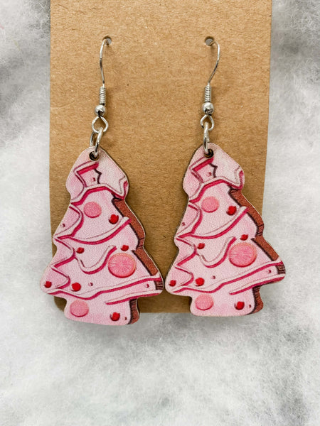 Pink Tree Earrings