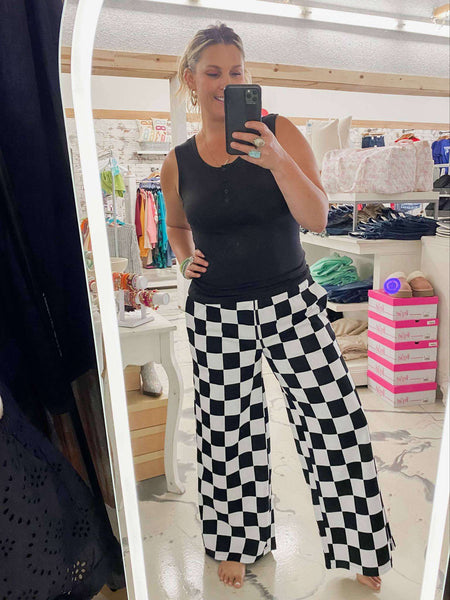 Checkered Wide Leg Comfy Pants