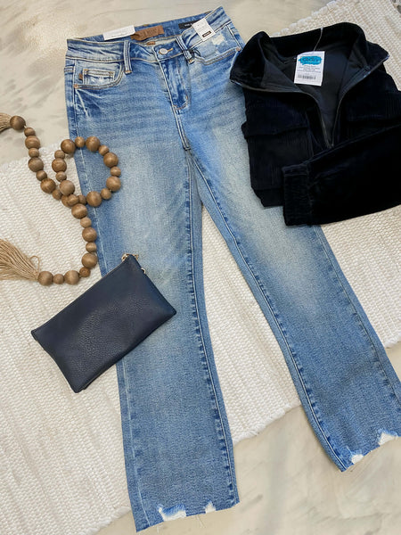 Judy Blue MR Vintage Wash Destroy Hem Kick Flare