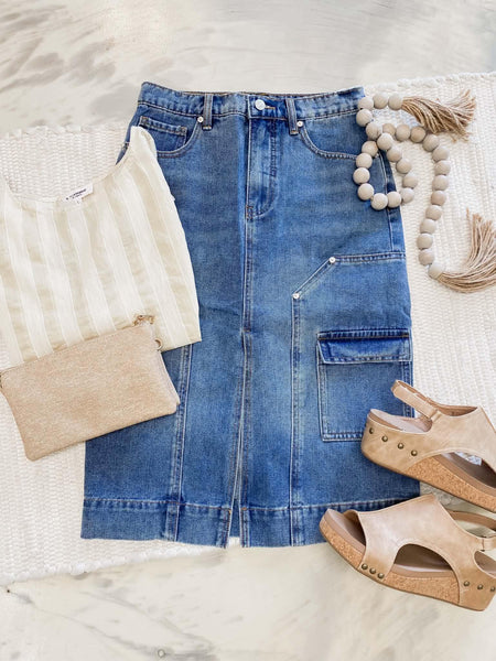 Cargo Denim Skirt