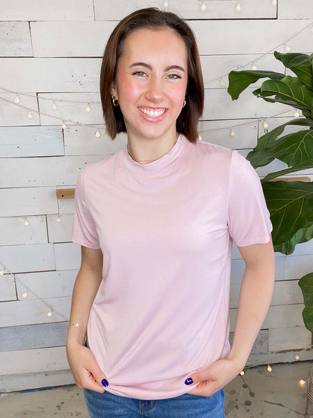 Michelle Mae Blair Short Sleeve Top in Blush