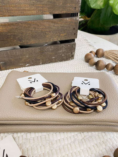 Neutral Gold Accent Hair Tie Bracelet Sets