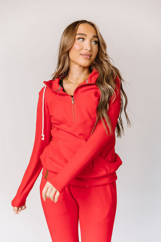 Ampersand Ave Performance Fleece HalfZip Candy Apple