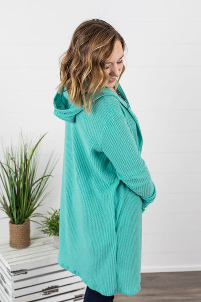 Hooded Waffle Cardigan