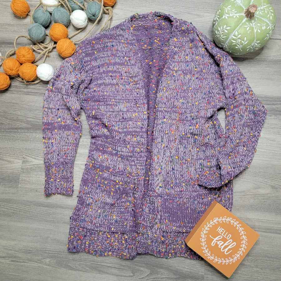 Purple Fall Confetti Cardigan