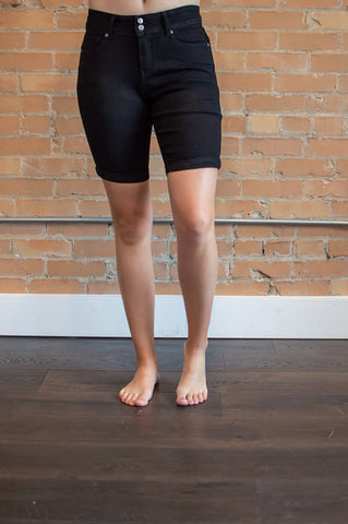 Double Button Black Bermuda