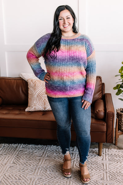 Loop Me In Knit Sweater In Soft Rainbow