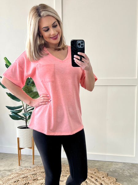 Sweatshirt Pocket Tee In Blushing Pink