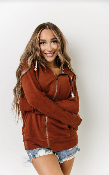 Ampersand Ave Performance Fleece Full Zip Chestnut