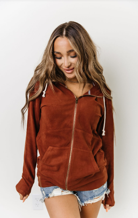 Ampersand Ave Performance Fleece Full Zip Chestnut