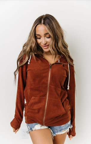 Ampersand Ave Performance Fleece Full Zip Chestnut
