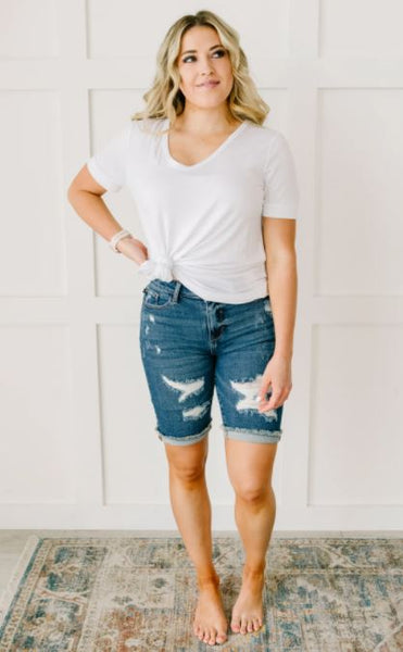 Judy Blue Distressed Bermuda
