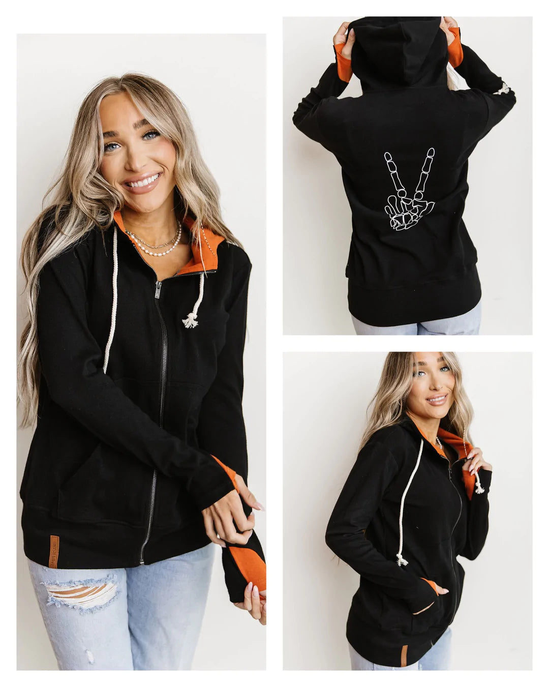 Ampersand Ave Halloween Full Zip Bones
