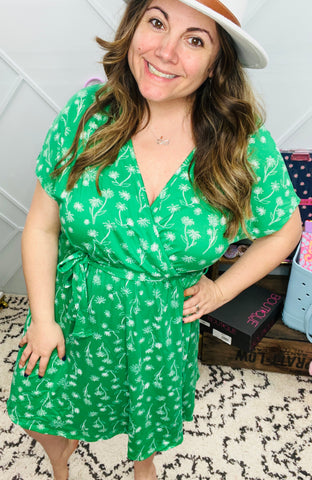 Green Delight Wrap Dress
