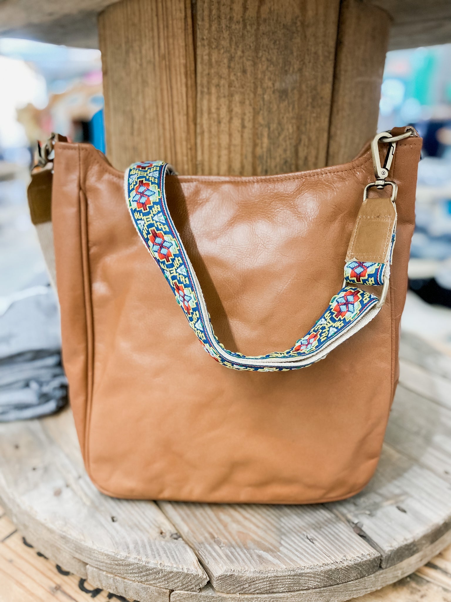 Linda Messenger Bag: Yellow & Green Aztec