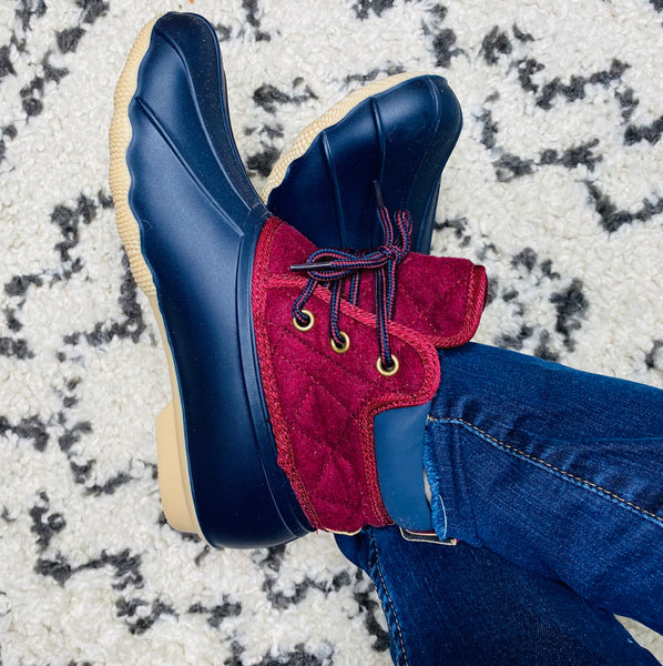 Navy & Maroon Duck Boot