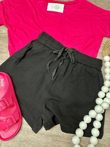 Sweet Summer Woven Black Shorts