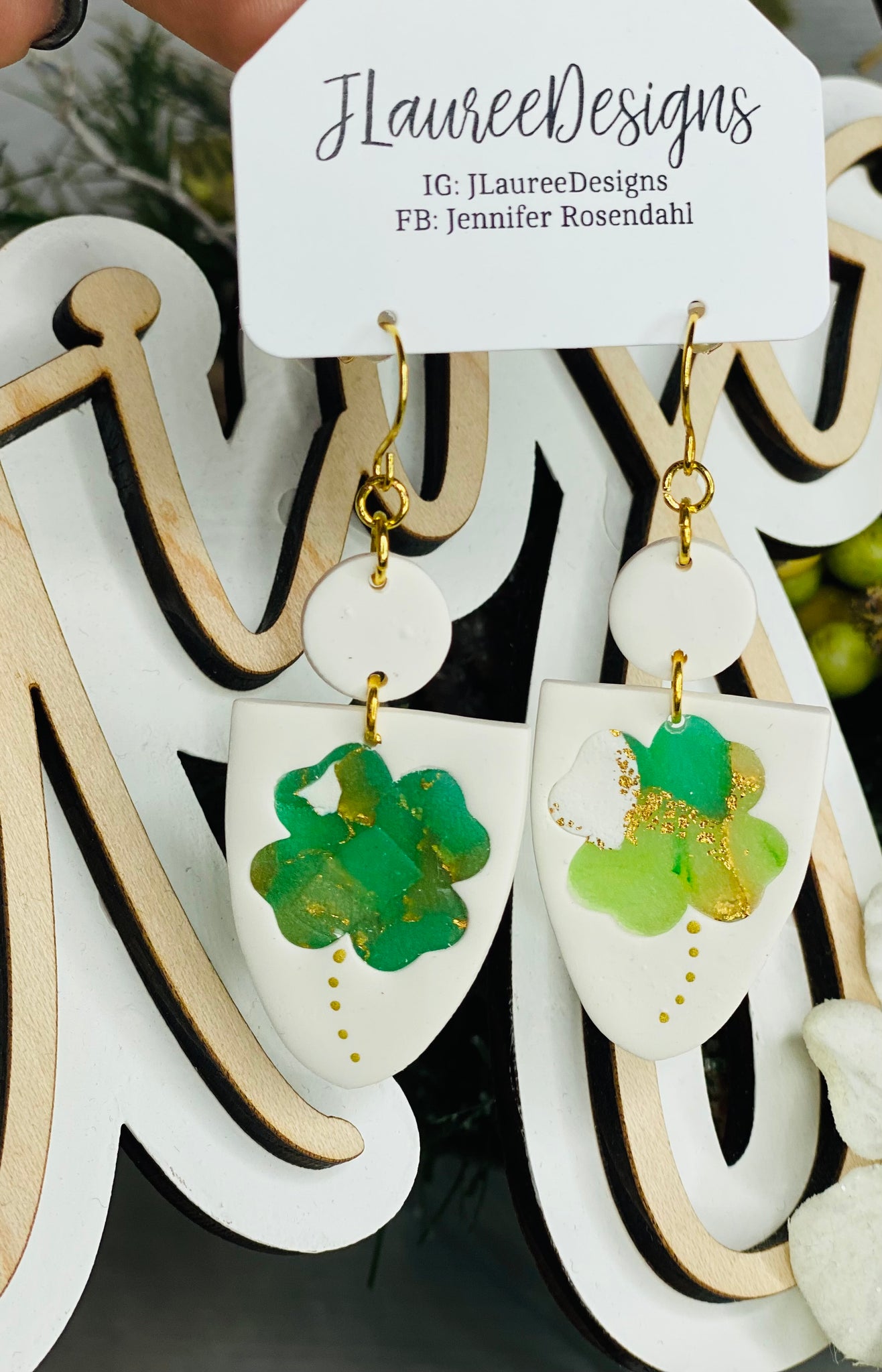 Clay Shamrock Earrings