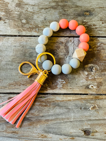 Silicone Beaded Key Rings - 10 Colors