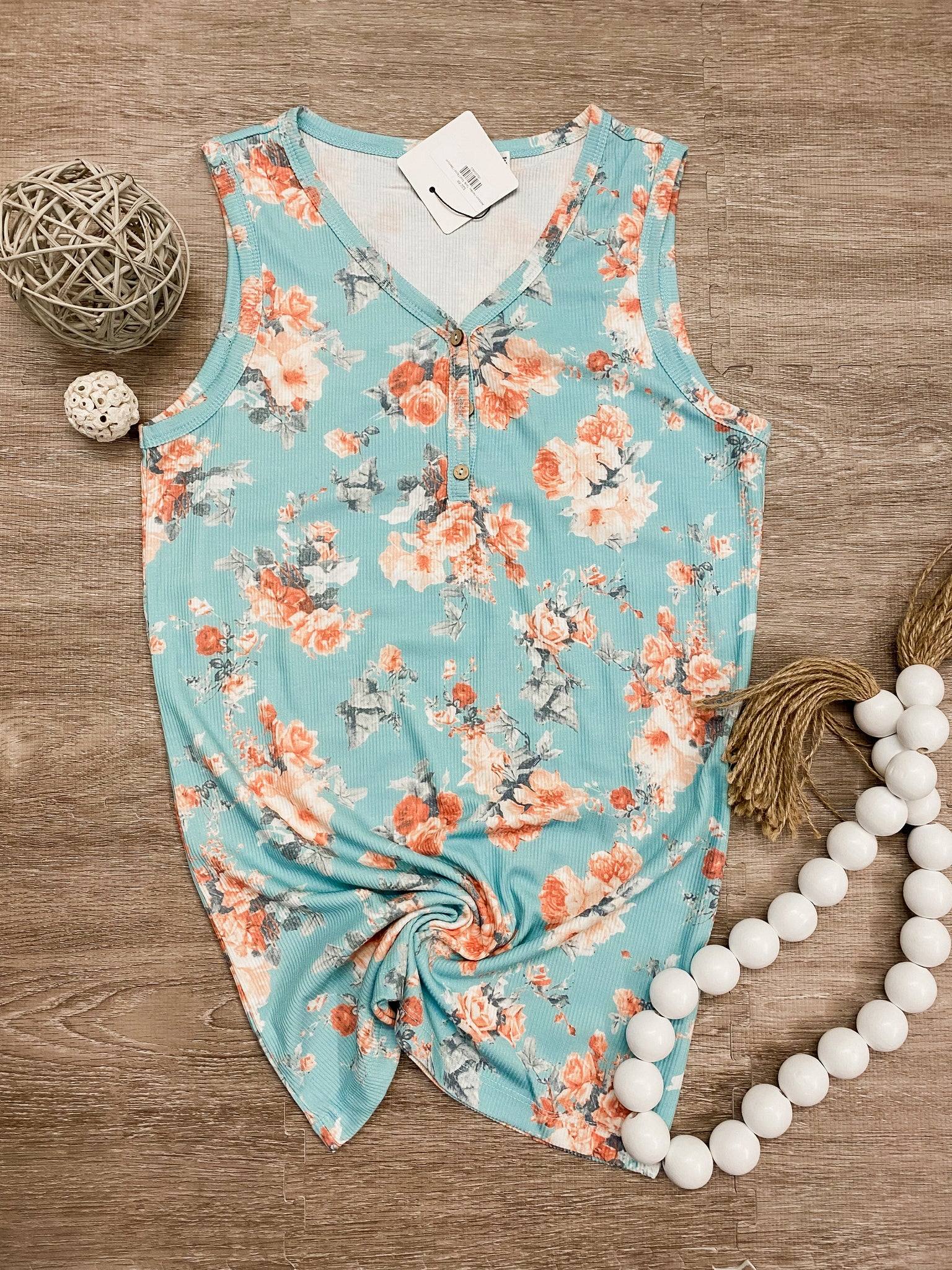 Addison Henley Tank Teal Floral