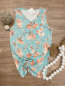 Addison Henley Tank Teal Floral