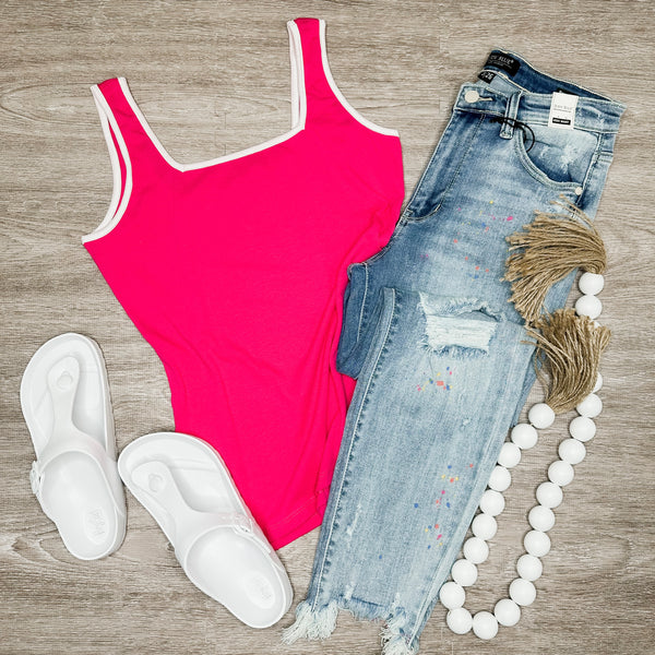 Pink & White Tank