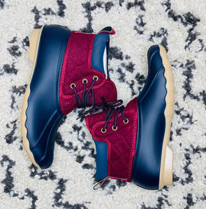 Navy Maroon Duck Boot