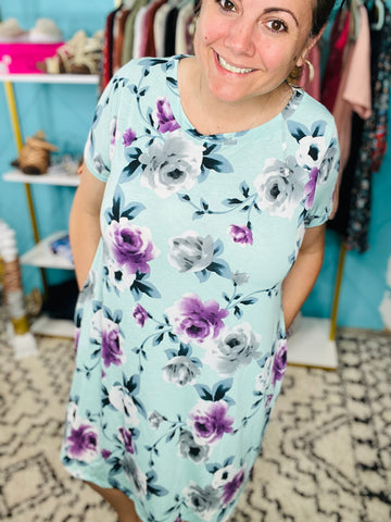 Floral Teal Dress