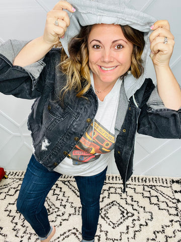 Don't You Dare Black Denim Jacket