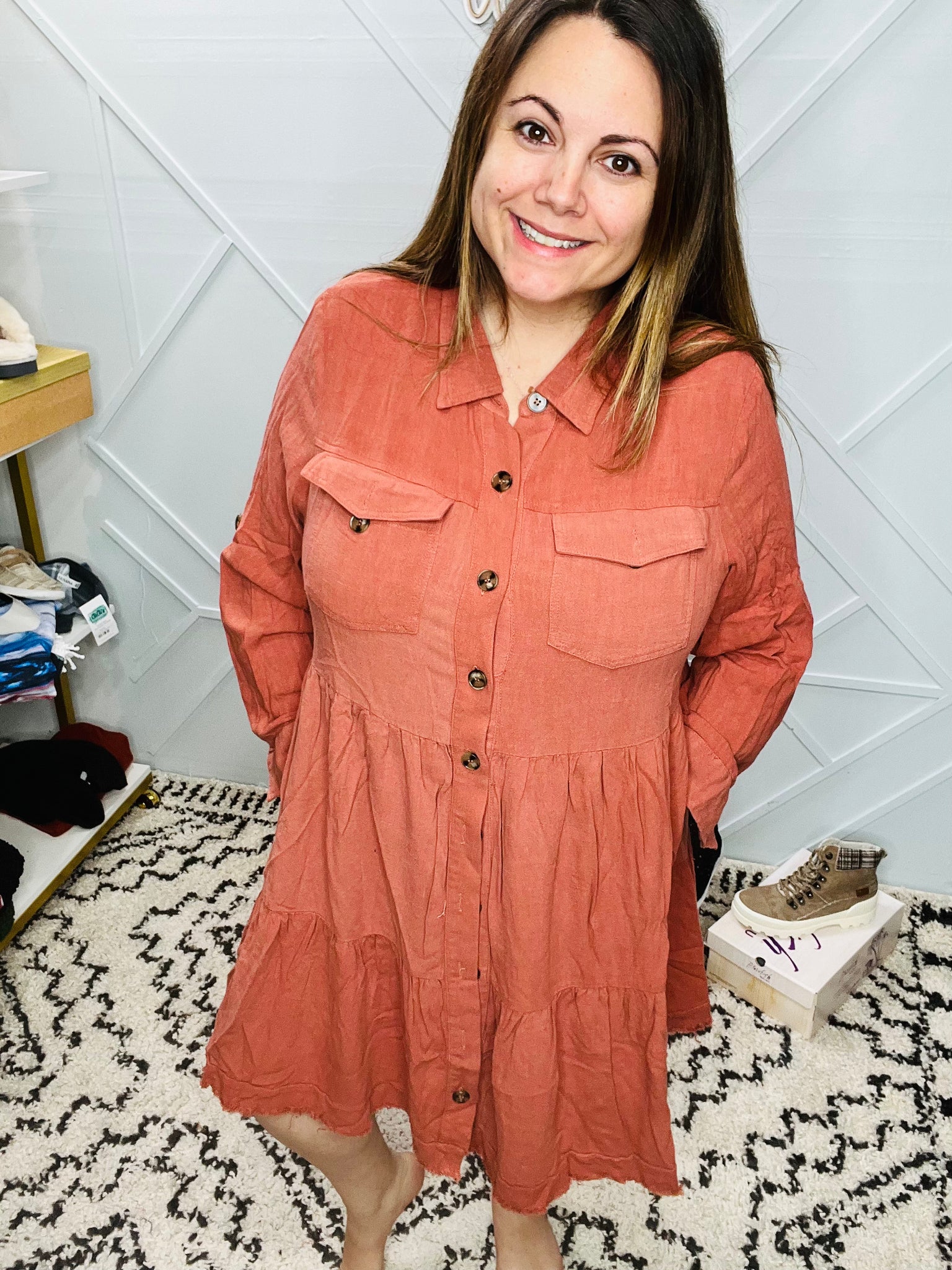 Tiered Linen Dress
