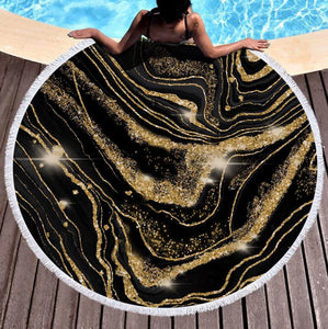 Black Gold Agate Beach Towel