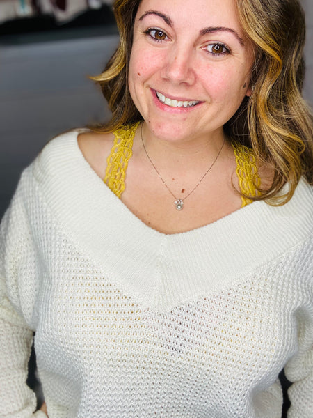 Cream Waffle Knit Sweater