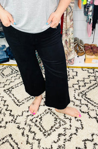 Black Cropped Flares