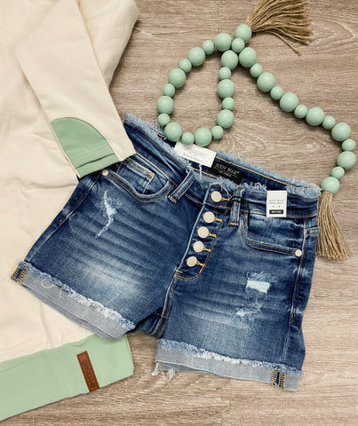 Judy Blue Frayin' Button Fly Shorts